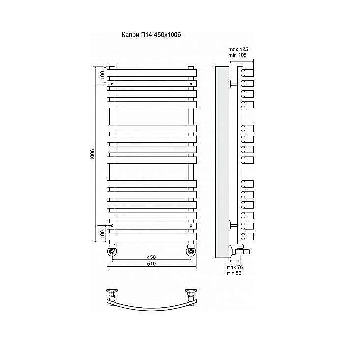 Полотенцесушитель водяной Terminus Капри П18 500x1326 купить в интернет-магазине сантехники Sanbest
