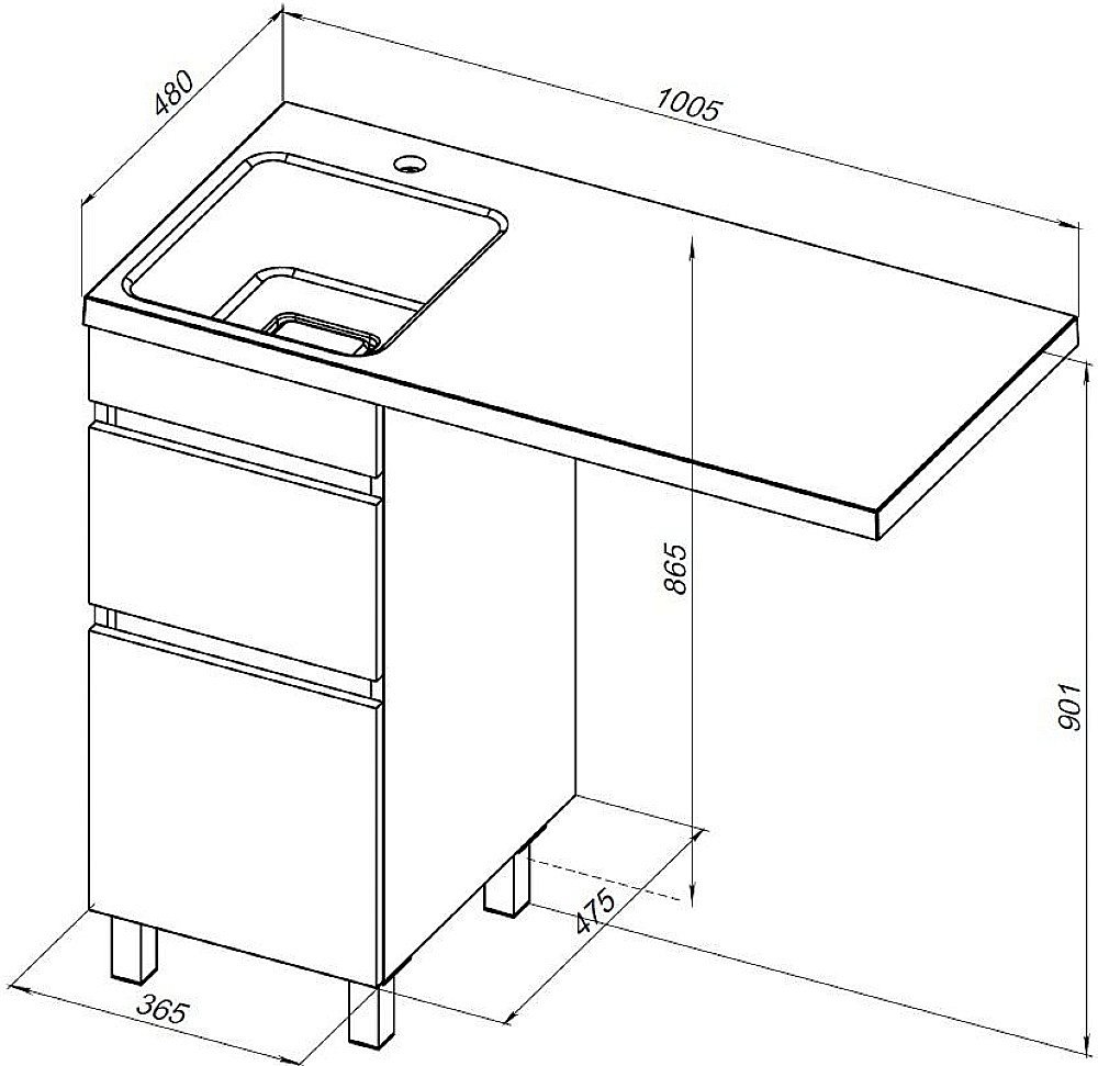 Тумба с раковиной Aquanet Вега 100 329122 белая для ванной в интернет-магазине Sanbest