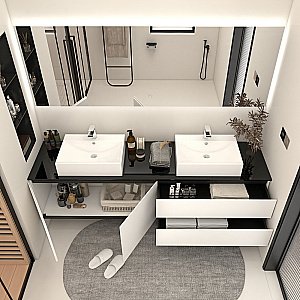 Комплект мебели с зеркалом Orans 60231800 180 белый глянцевый для ванной в интернет-магазине Sanbest