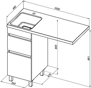 Тумба с раковиной Aquanet Вега 100 329122 белая для ванной в интернет-магазине Sanbest