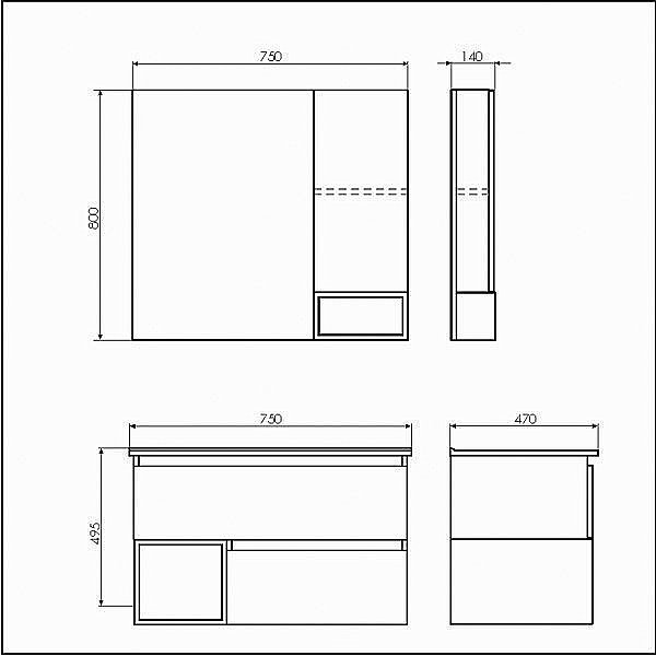 Зеркало со шкафом Comforty Турин 75 в ванную от интернет-магазине сантехники Sanbest