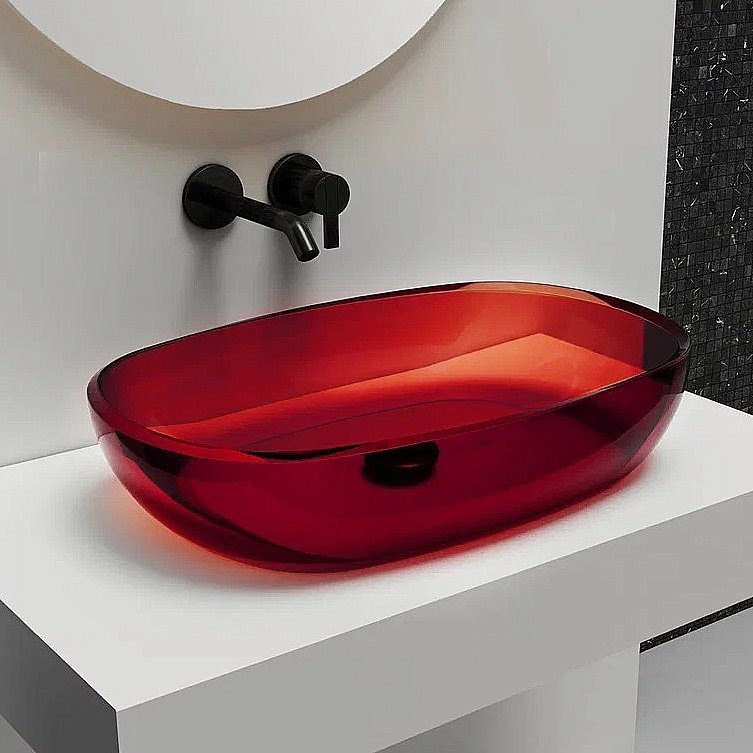 Раковина накладная ABBER Kristall AT2805Rubin красная купить в интернет-магазине Sanbest