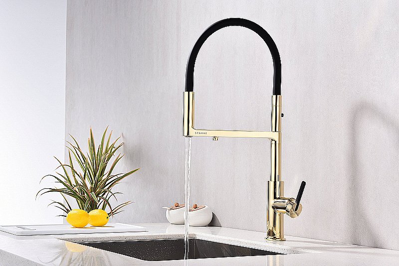 Смеситель для кухни Paulmark Tornado To213402-G золото купить в интернет-магазине сантехники Sanbest