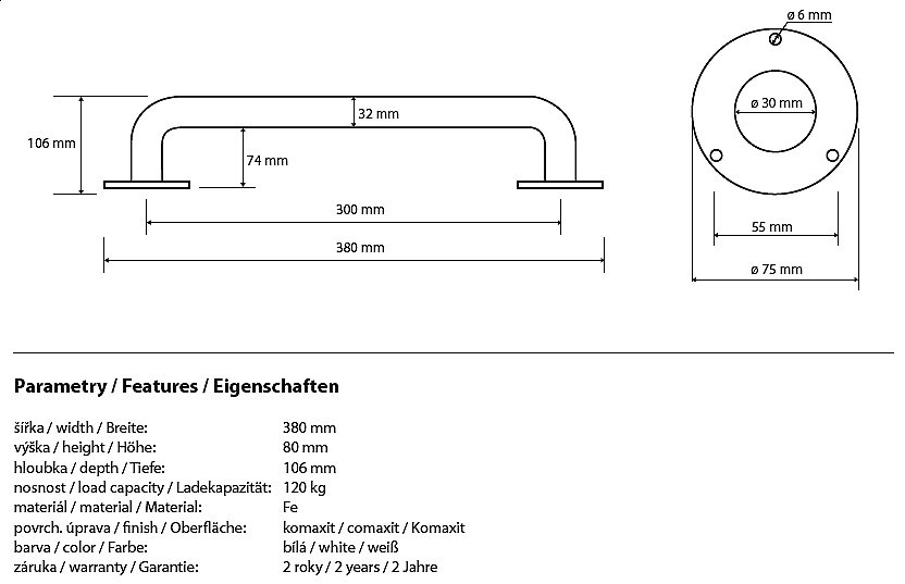 Поручень Bemeta Help program 301100304 купить в интернет-магазине сантехники Sanbest