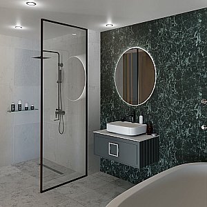 Тумба с раковиной LA FENICE Cubo Grigio 90 серая, столешница белая/ручка белая для ванной в интернет-магазине Sanbest