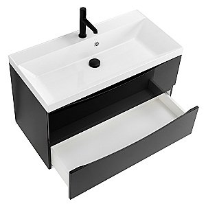 Тумба с раковиной Belbagno MARINO 90 2C-SO/BB900/450-LV-MR-AST Nero Lucido для ванной в интернет-магазине Sanbest