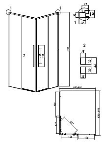Душевой уголок Grossman Galaxy 300.K33.01.1190.21.10 110x90 стекло тонированное/профиль черный матовый купить в интернет-магазине Sanbest