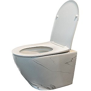 Унитаз подвесной с функцией биде Laguraty 038BM мрамор, безободковый, с крышкой микролифт купить в интернет-магазине Sanbest