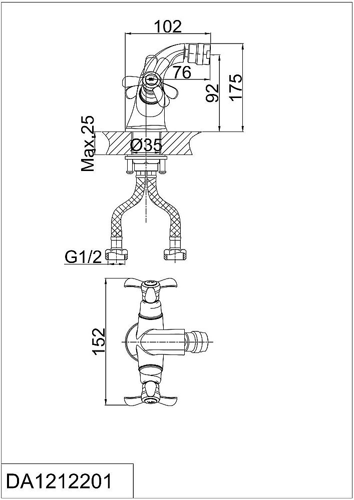 Смеситель для биде D&K Hessen Documenta DA1212201 купить в интернет-магазине сантехники Sanbest