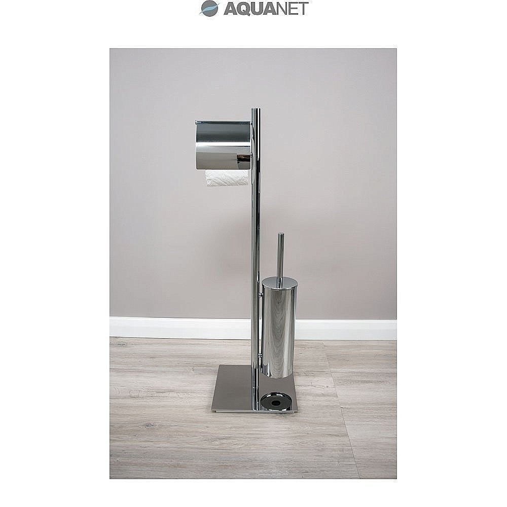 Стойка с ершиком и держателем туалетной бумаги Aquanet 8213 купить в интернет-магазине сантехники Sanbest