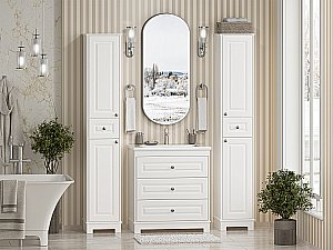 Тумба с раковиной Misty Ларго - 80 П-Лар-07080-01-3Я белая матовая для ванной в интернет-магазине Sanbest