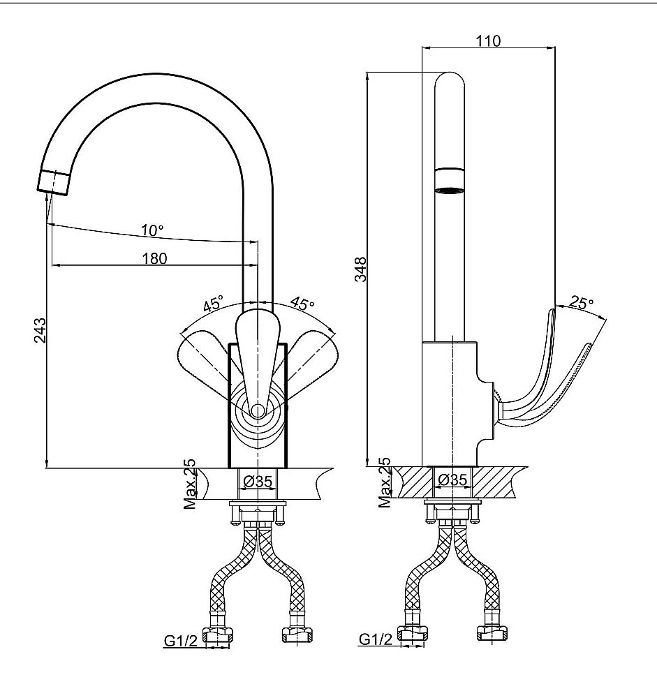 Смеситель для кухни D&K Venice Gondola DA1022441 купить в интернет-магазине сантехники Sanbest