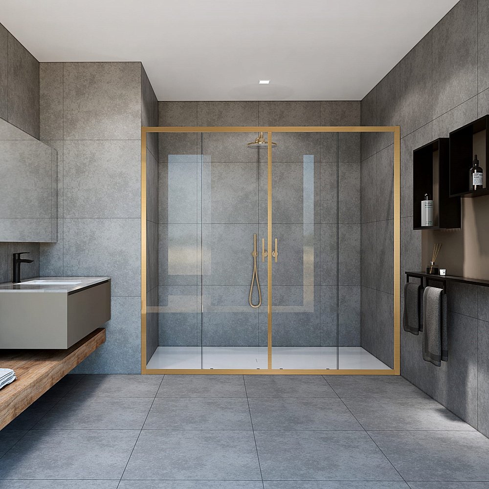 Душевая дверь Vincea Garda VDS-1G2170CLG 170 профиль брашированное золото/стекло прозрачное купить в интернет-магазине Sanbest