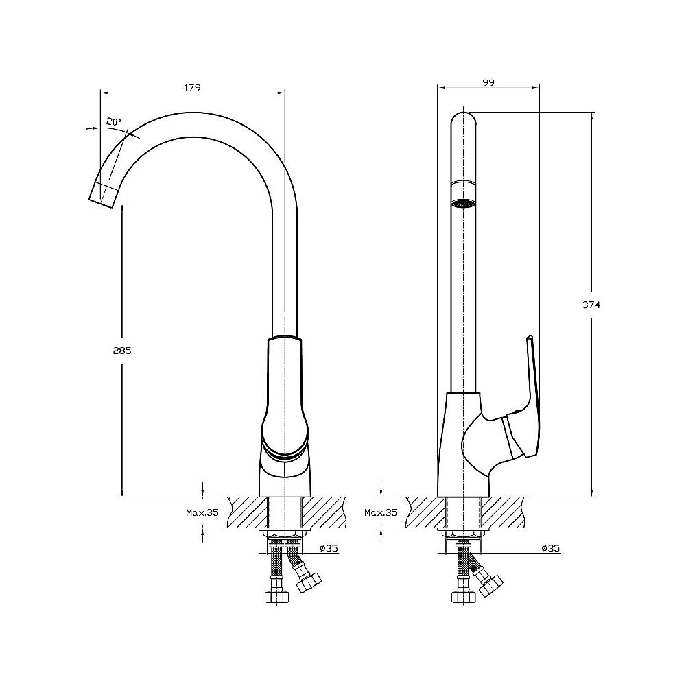 Смеситель для кухни Koller Pool Twist TW0500 хром купить в интернет-магазине сантехники Sanbest