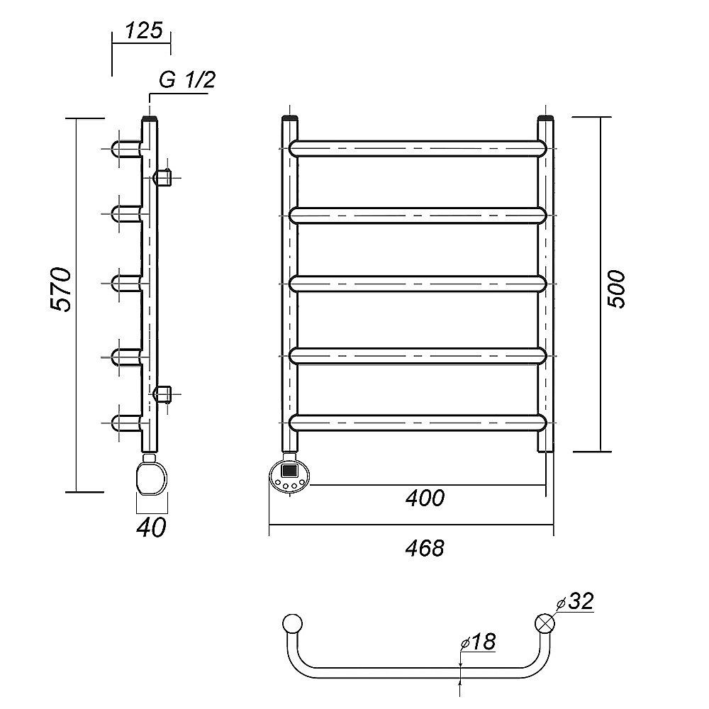 Полотенцесушитель электрический Domoterm Стефано П5 400x500 E хром купить в интернет-магазине сантехники Sanbest