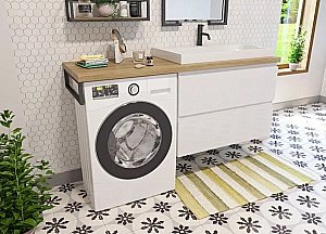 Тумба с раковиной Эстет Malibu Luxe 155 любой цвет тумбы и раковины с блестками под заказ для ванной в интернет-магазине Sanbest