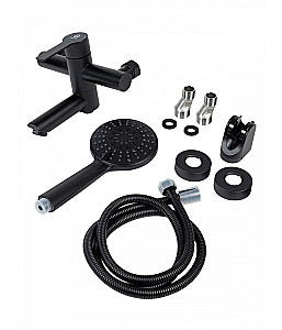 Смеситель для ванны Agger Easy A3121244 с душевым набором, черный матовый купить в интернет-магазине сантехники Sanbest