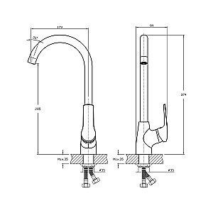 Смеситель для кухни Koller Pool Twist TW0500 хром купить в интернет-магазине сантехники Sanbest
