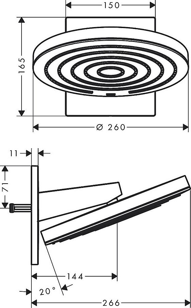 Верхний душ Hansgrohe Pulsify 24150000 купить в интернет-магазине сантехники Sanbest