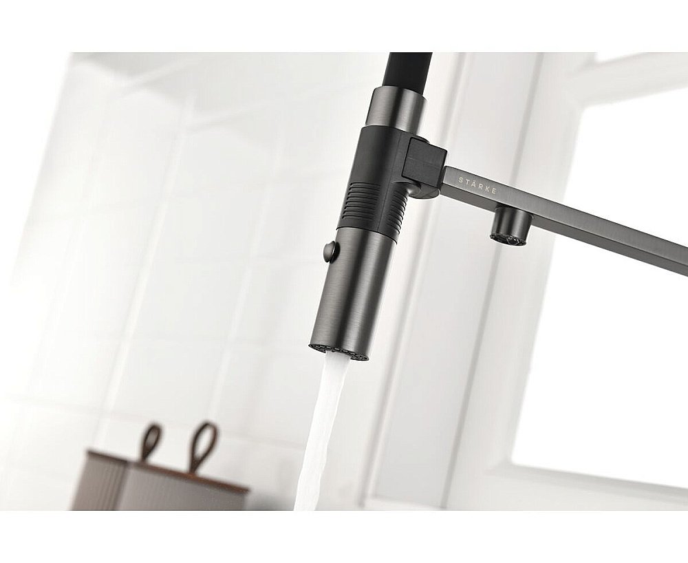 Смеситель для кухни Paulmark Gravity Gr213888-GM вороненая сталь купить в интернет-магазине сантехники Sanbest