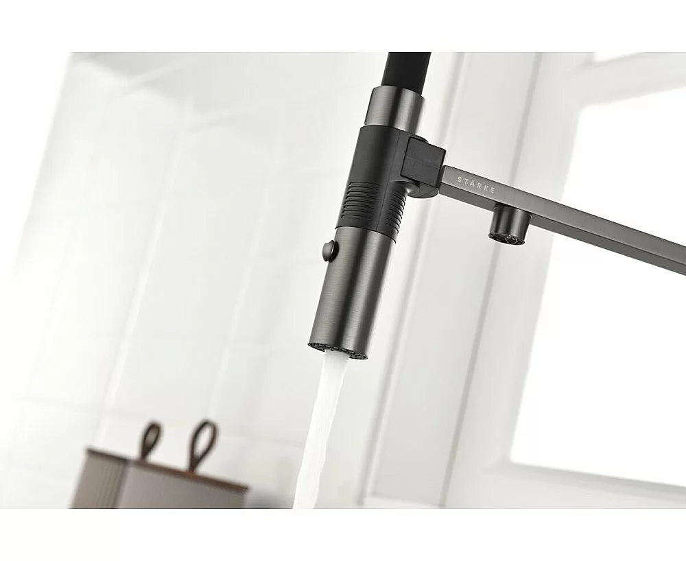 Смеситель для кухни Paulmark Gravity Gr213888-GM вороненая сталь купить в интернет-магазине сантехники Sanbest