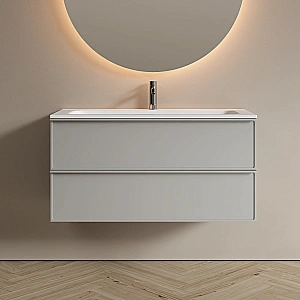 Тумба с раковиной Sancos Velta 100 VL100WG+CN7013 теплый серый матовая/раковина белая, с отверстием для ванной в интернет-магазине Sanbest