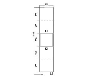 Пенал напольный MIXLINE БОСКО 522470 35 белый/венге для ванной в интернет-магазине сантехники Sanbest