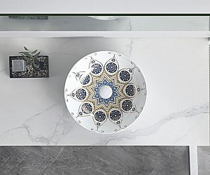 Раковина накладная Bronze de Luxe Lotos 40,5 5008 с декором купить в интернет-магазине Sanbest