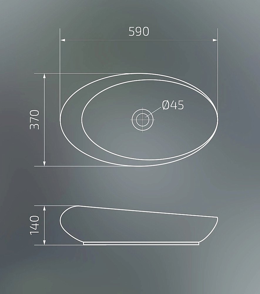Раковина накладная Gid Creativo 59 N9050 51167 белая купить в интернет-магазине Sanbest