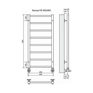 Полотенцесушитель водяной Terminus Контур П8 400x900 купить в интернет-магазине сантехники Sanbest