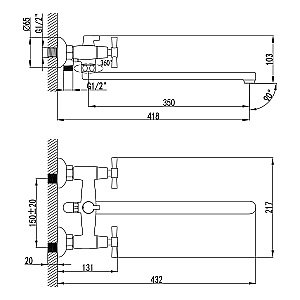 Смеситель для ванны Lemark Neo LM2212C купить в интернет-магазине сантехники Sanbest