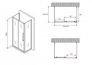 Душевой уголок ABBER Schwarzer Diamant AG30140BMH-S100BM-S100BM 140х100 стекло матовое/профиль черный купить в интернет-магазине Sanbest