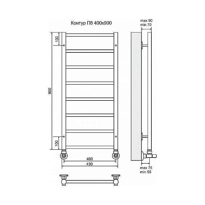 Полотенцесушитель водяной Terminus Контур П8 400x900 купить в интернет-магазине сантехники Sanbest