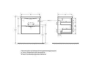 Тумба с раковиной Belbagno MARINO 60 подвесная Nero Lucido для ванной в интернет-магазине Sanbest