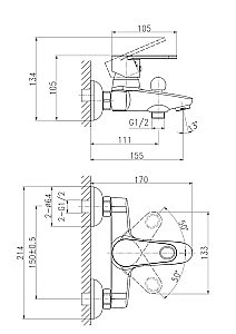 Смеситель для ванны Cersanit CARI 64512 купить в интернет-магазине сантехники Sanbest