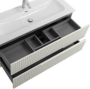 Тумба с раковиной Cezares DUET-N 120 DUET-N-1200-2C-SO-AS-P альпака брашированная для ванной в интернет-магазине Sanbest