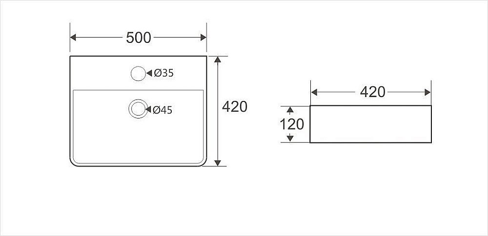 Раковина Koller Pool KVADRO 50 KR-0500M-WB белая купить в интернет-магазине Sanbest