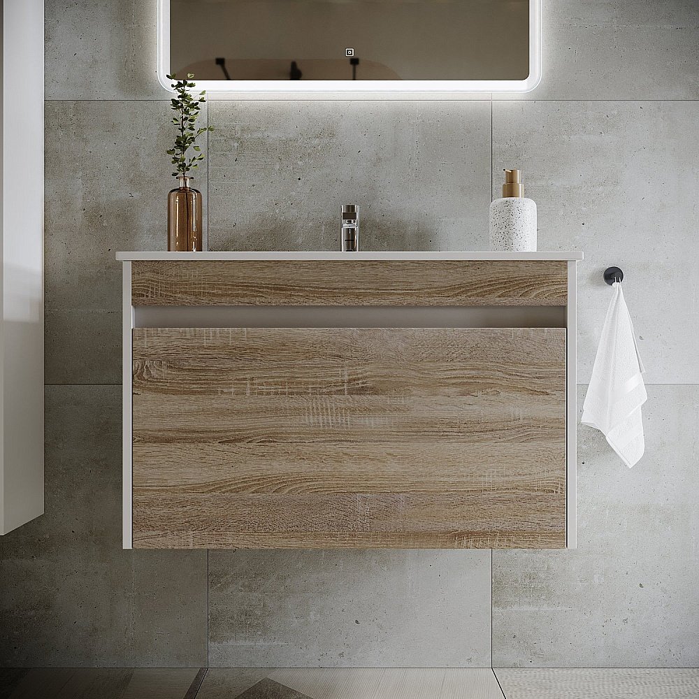 Тумба с раковиной Sancos Smart SM80E дуб бардолино для ванной в интернет-магазине Sanbest