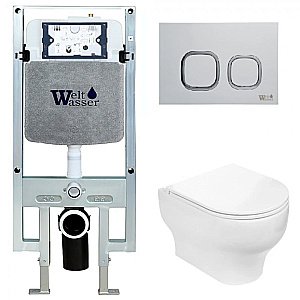 Унитаз с инсталляцией WeltWasser AMBERG 497 ST + ERLENBACH 004 GL-WT + AMBERG RD-MT CR купить в интернет-магазине Sanbest