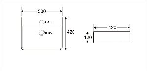 Раковина Koller Pool KVADRO 50 KR-0500M-WB белая купить в интернет-магазине Sanbest