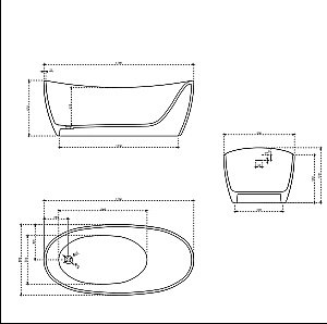 Ванна из искусственного камня Vincea VBT-6S03MW 170х80 белая матовая купить в интернет-магазине Sanbest