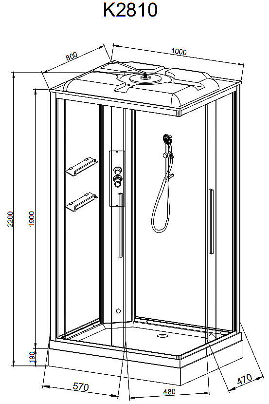 Душевая кабина AvaCan K Серия K2810 100х80 стандартная купить в интернет-магазине Sanbest