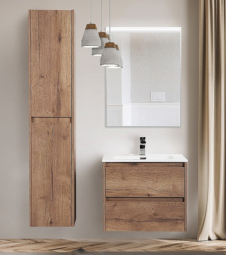Тумба с раковиной BelBagno KRAFT 60 2C-SO/BB600ETL Rovere Tabacco для ванной в интернет-магазине Sanbest