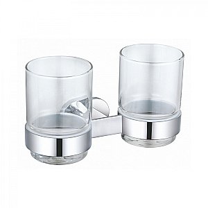 Два стакана для зубных щеток с держателем WONZON & WOGHAND FIRST, Хром (WW-8428) купить в интернет-магазине сантехники Sanbest