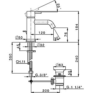 Смеситель для раковины Cisal LESS NEW LN00051021 хром купить в интернет-магазине сантехники Sanbest