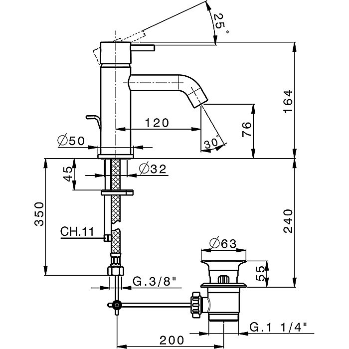 Смеситель для раковины Cisal LESS NEW LN00051021 хром купить в интернет-магазине сантехники Sanbest