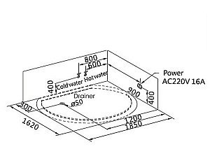 Ванна акриловая Gemy Built-in G9053 O 185х162 белая с гидромассажем купить в интернет-магазине Sanbest