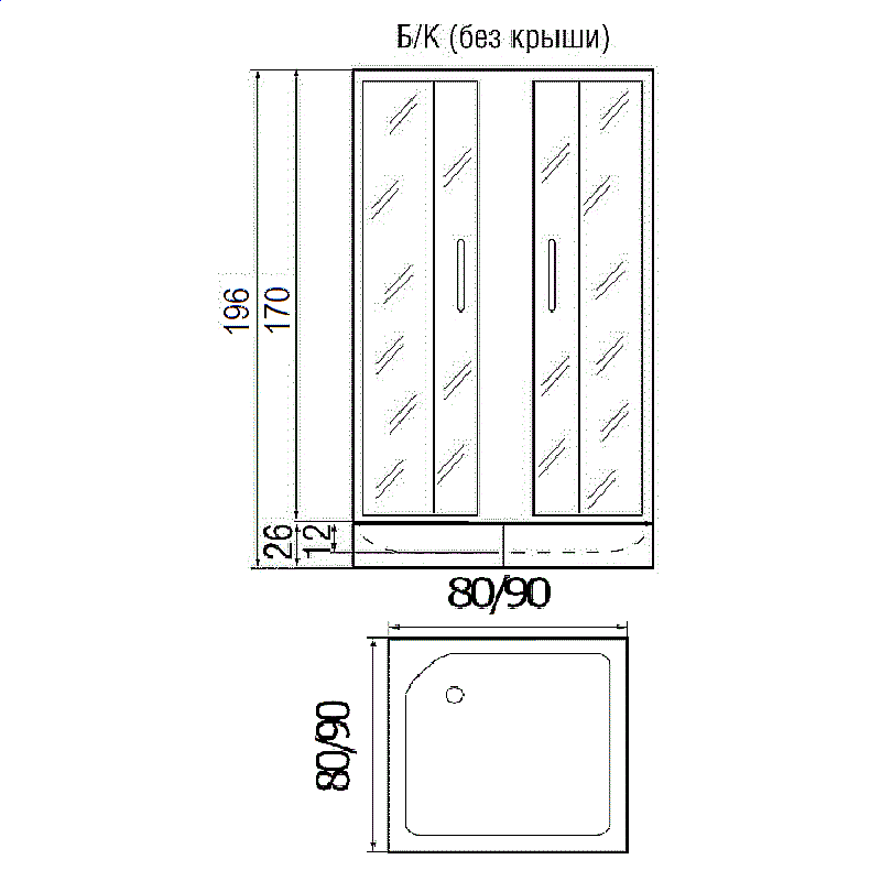 Душевой уголок RIVER MORAVA 26 80x80 с поддоном купить в интернет-магазине Sanbest
