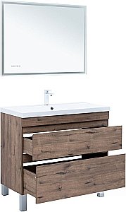 Тумба с раковиной Aquanet Нота New 100 344148+284116 дуб веллингтон табак для ванной в интернет-магазине Sanbest