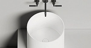 Раковина накладная Salini Armonia 04 130118G 46 из искусственного камня S-Sense, белая глянцевая купить в интернет-магазине Sanbest